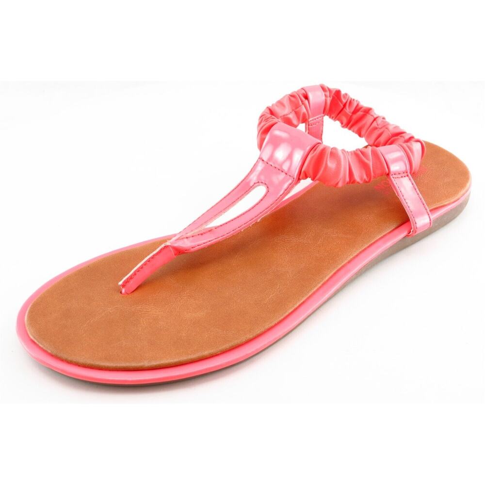 Kenneth Cole Reaction T-Strap Sandals Orange Synthetic Women‎ Sz 5 Medium